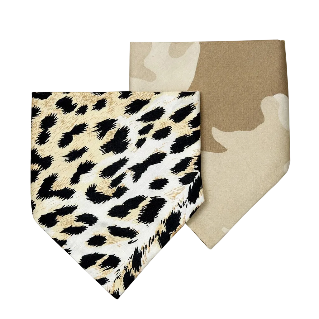 Bandana Reversibile per Cane Leopard e Camouflage | DIXY'S
