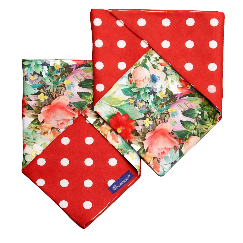 Reversible Dog Bandana Flowers and Polka Dots | Dventotto®