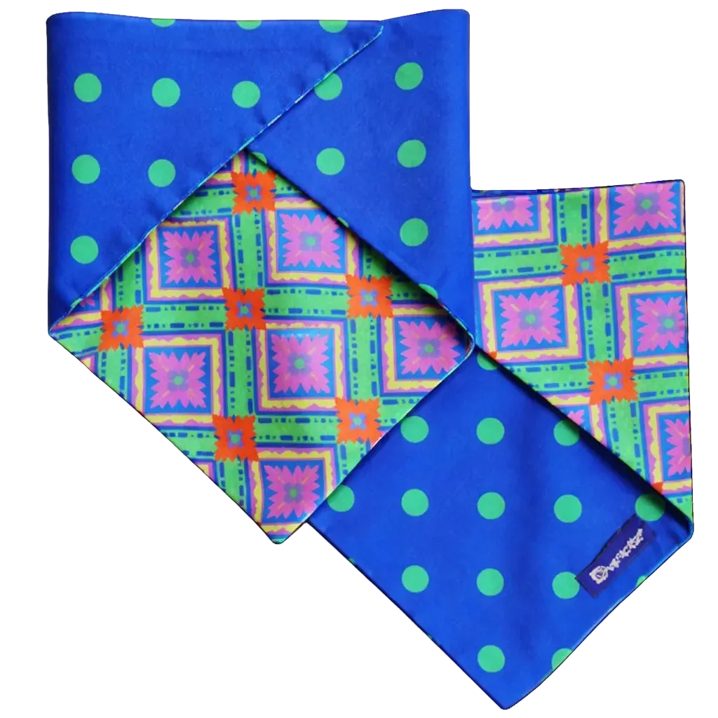 Bandana Reversibile per Cane in Cotone Floreale e Pois