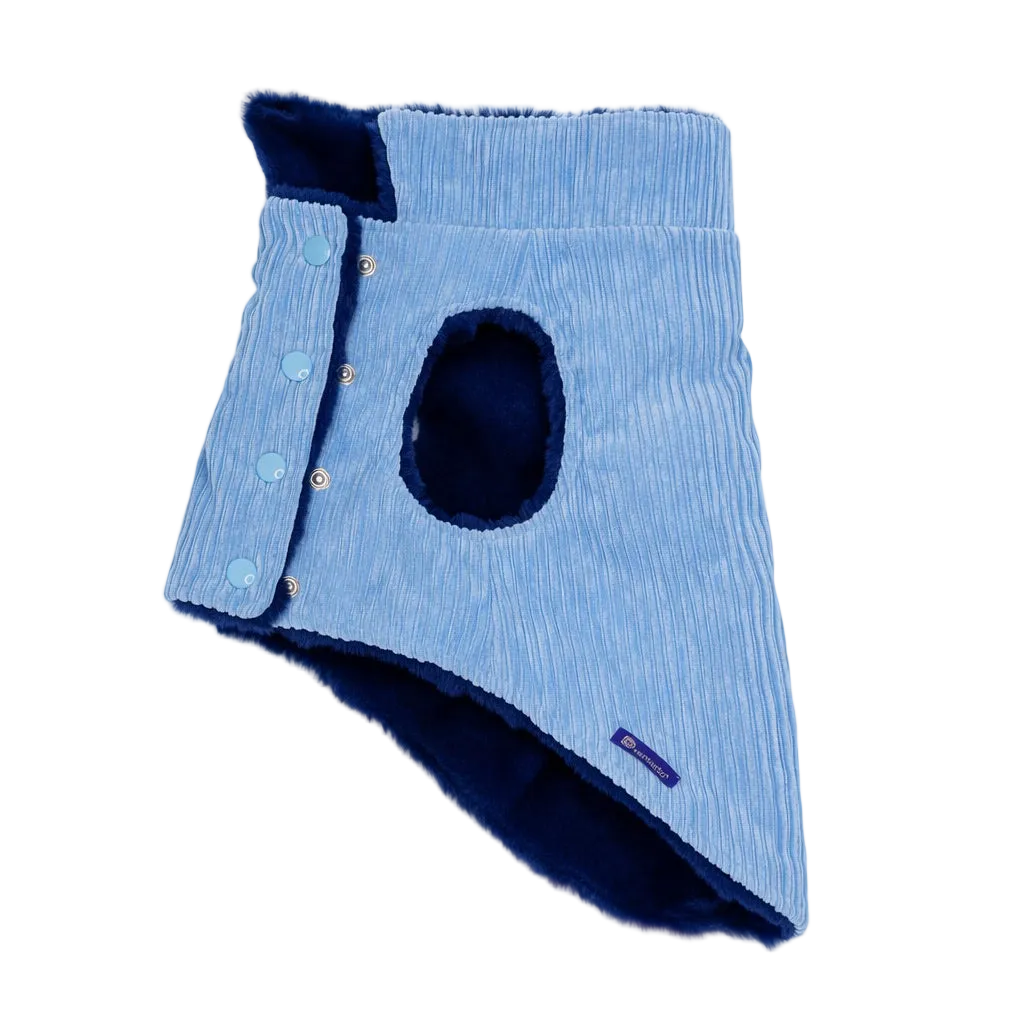 Cappotto per Cane in Velluto a Coste Mod. Nile Blue Made in Italy | Dventotto®