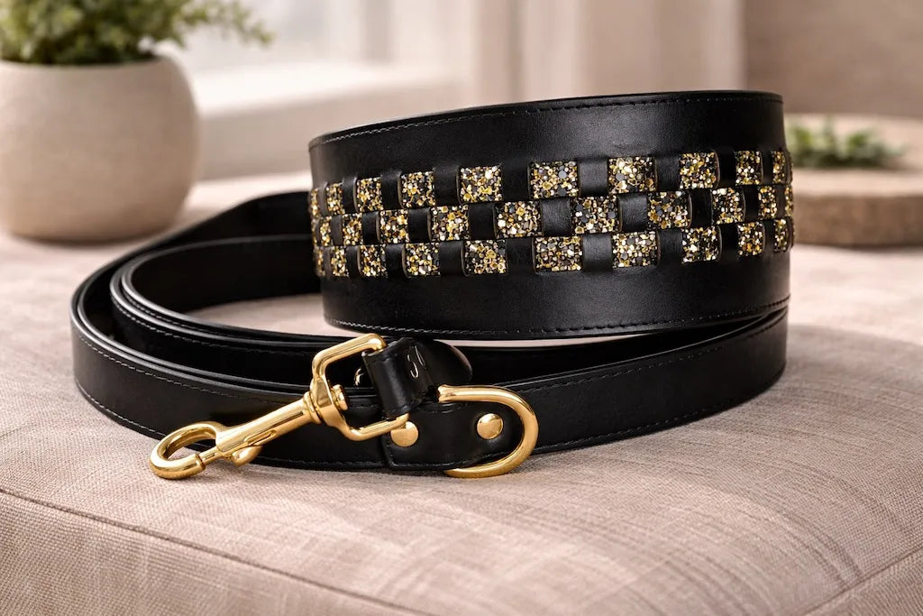 Camilla Italian Leather Collar and Leash Set for Greyhounds | Dventotto®