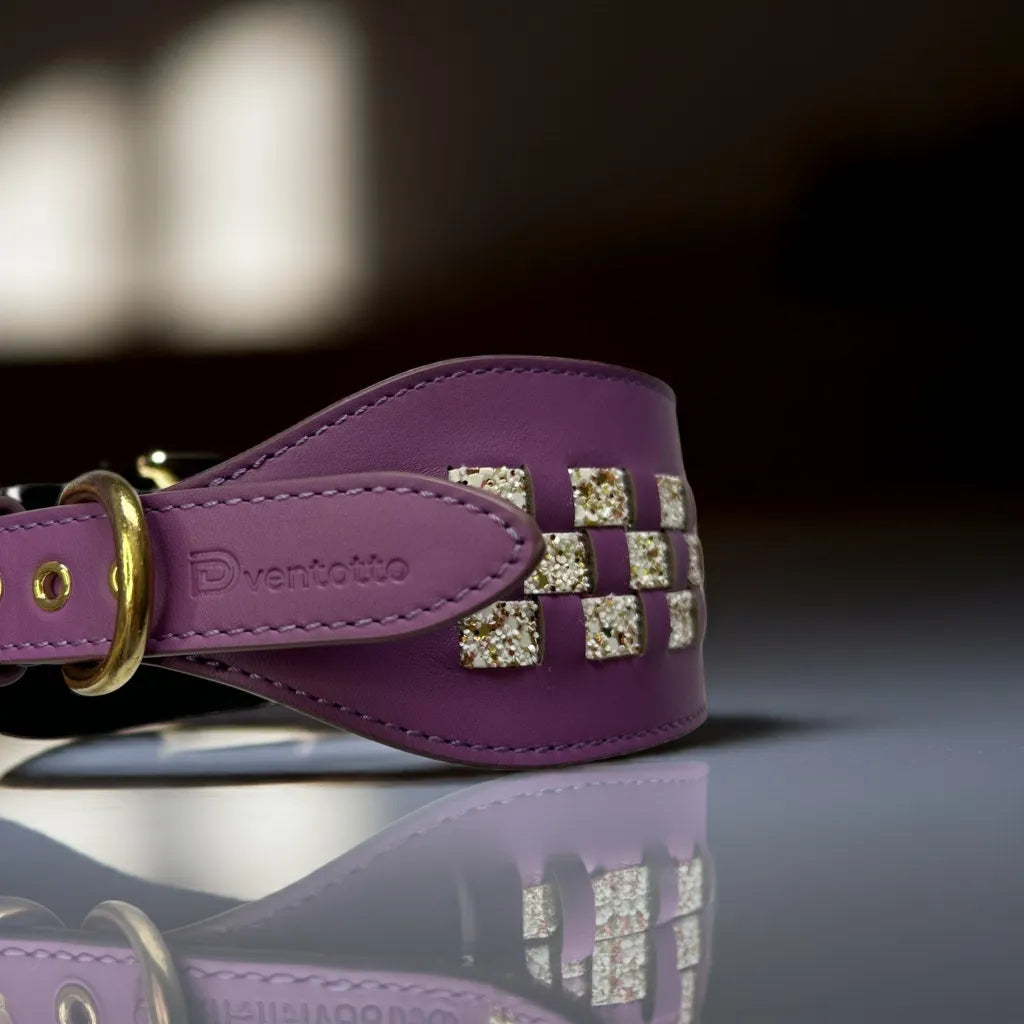 Camilla Italian Leather Collar and Leash Set for Greyhounds | Dventotto®