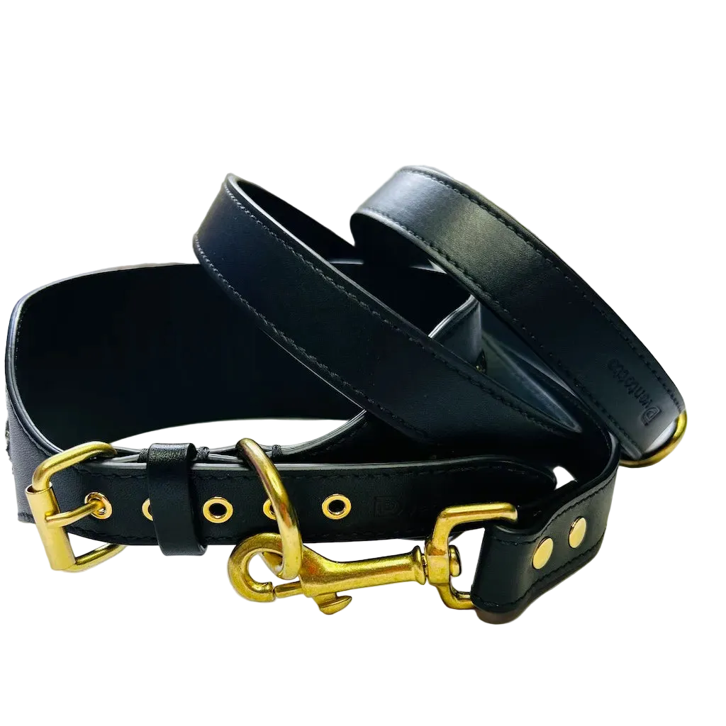Camilla Italian Leather Collar and Leash Set for Greyhounds | Dventotto®