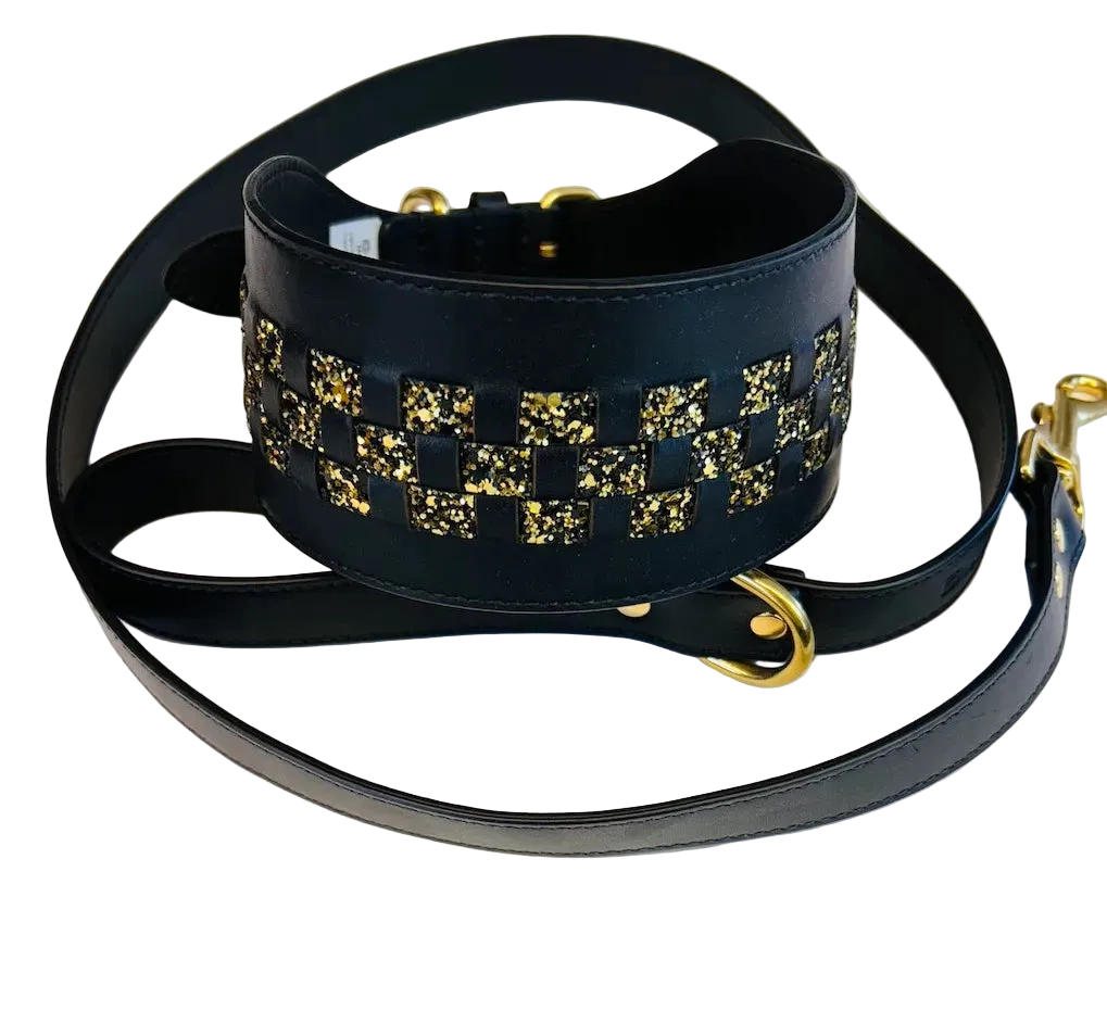 Camilla Italian Leather Collar and Leash Set for Greyhounds | Dventotto®